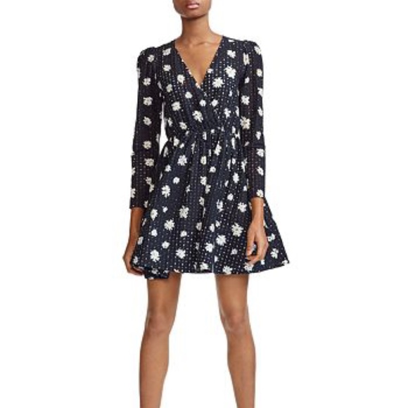 Maje Black Rayom Daisy Print Eyelet Dress Long Sle - Picture 5 of 12